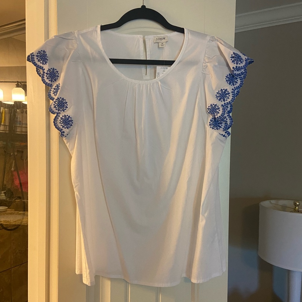 J. crew blouse with embroidered sleeves